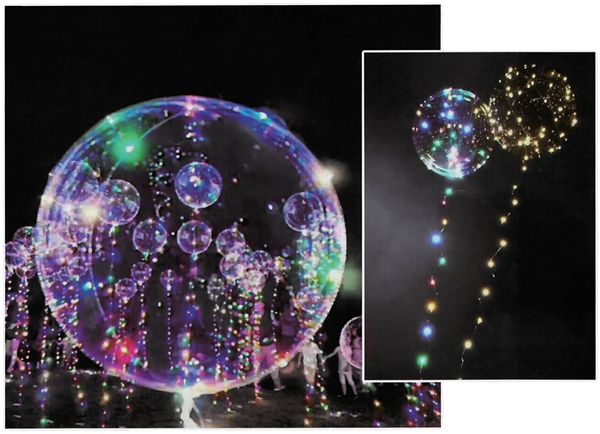 3x LED Heliumballon Luftballon Lichterkette bunt Partydeko Hochzeit Strandparty