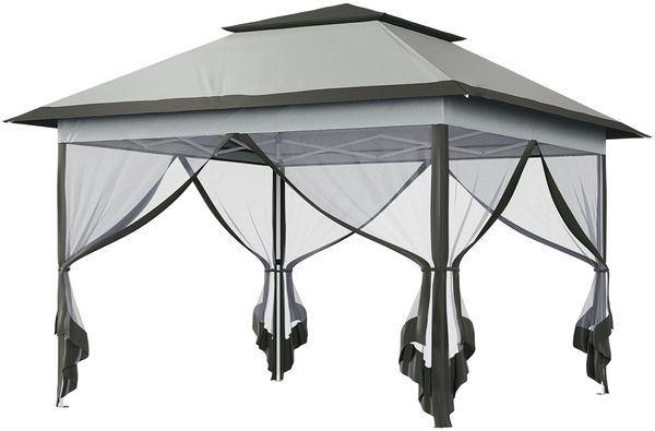 STEELSØN 'Xanaris' Pavillon 3,3x3,3 m, grau, wasserdicht, stabil und UV-beständig, Faltpavillon 3-fach höhenverstellbar, Gartenpavillon mit Doppeldach und 4 Seitenteilen, Pop Up Pavillon inkl. Tragetasche Bild 10
