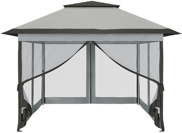 STEELSØN 'Xanaris' Pavillon 3,3x3,3 m, grau, wasserdicht, stabil und UV-beständig, Faltpavillon 3-fach höhenverstellbar, Gartenpavillon mit Doppeldach und 4 Seitenteilen, Pop Up Pavillon inkl. Tragetasche Bild 11