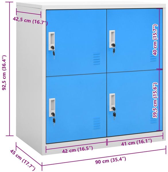 vidaXL Schließfachschrank Hellgrau und Blau 90 x 45 x 92,5 cm Stahl Bild 7
