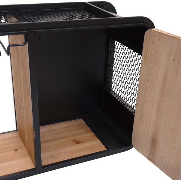 Weinregal HWC-Q82, Glas-/Flaschenhalter Wandregal Weinhalter, Metall Holz 39x120x23cm ~ braun, schwarz Bild 6