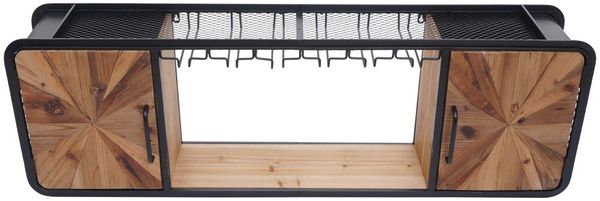 Weinregal HWC-Q82, Glas-/Flaschenhalter Wandregal Weinhalter, Metall Holz 39x120x23cm ~ braun, schwarz Bild 7