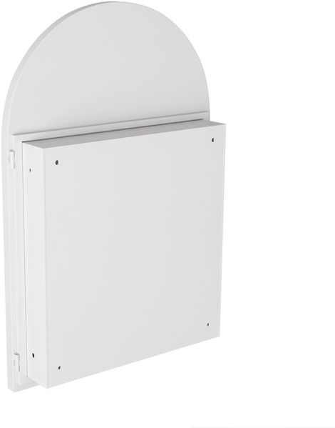 Spiegelschrank mit Bogenform und 2 Glasablagen, 91x61x12 cm – Badezimmerschrank mit Spiegel, Metallrahmen, Weiß Bild 10