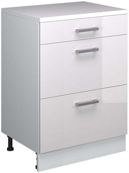Kommode unter Schräge Rion Weiß Hochglanz 60x81.6 cm ohne Schräge mit 3 Schubladen Vicco