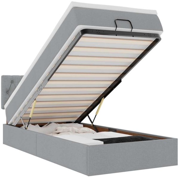 vidaXL Ottoman-Bett mit Matratze Hellgrau 90x190 cm Stoff 3311504