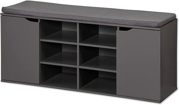 KESPER 1591913 Schuhschrank / Sitzbank, grau, mit Sitzkissen