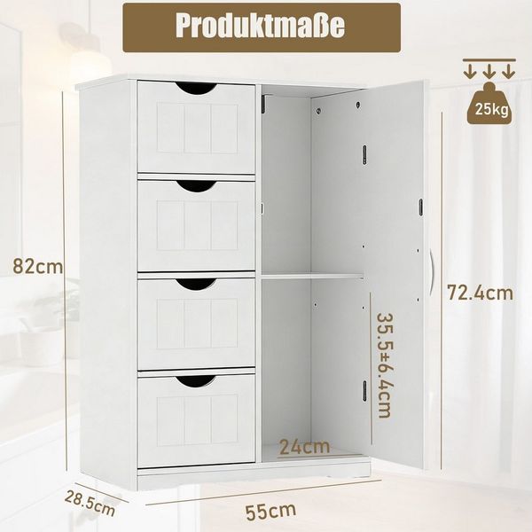 SURFOU Badkommode Badezimmerschrank Badezimmer-Aufbewahrungsschränke (mit großer Schublade), mit verstellbaren Regalen für Badezimmer, Wohnzimmer, Schlafzimmer