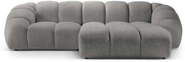 Micadoni Ecksofa Diana 3-Sitzer Rechts Strukturierter Samtstoff Hellgrau