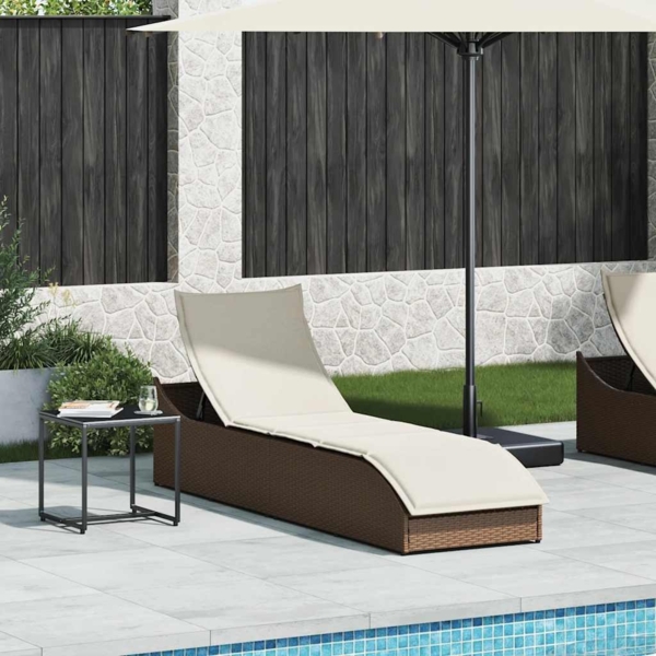 vidaXL Klappliege mit Auflage und Stauraum Braun Poly-Rattan 4104221