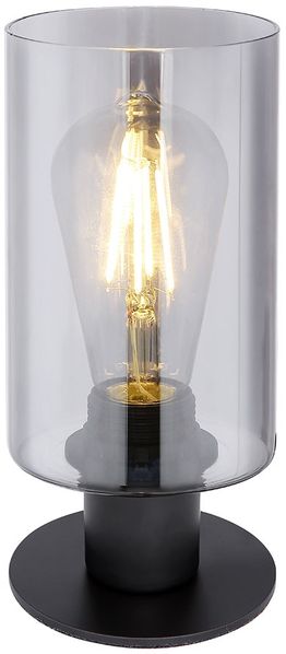 Tischlampe, schwarz, Glas rauch, H 21,5 cm