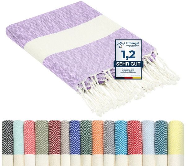 furora HOLIDAY Strandtuch groß 100x200 cm Strand Tuch, aus Baumwolle, Hamamtuch Badetuch, leicht, lang, dünn & kompakt
