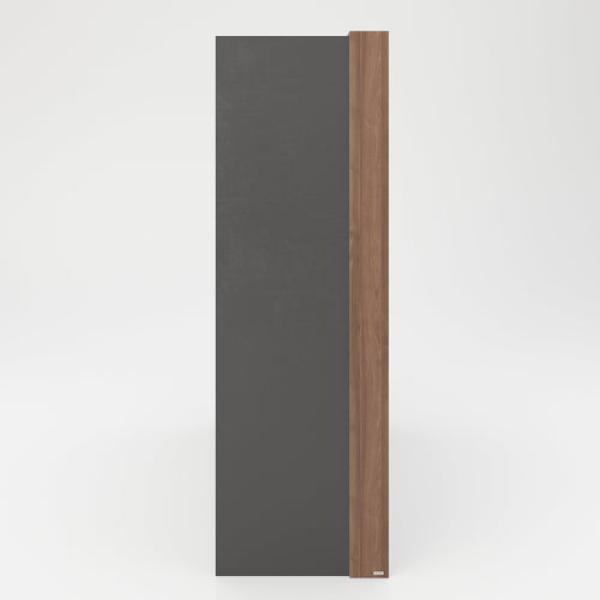 PLAYBOY - Kleiderschrank VICTORIA" mit 4 Türen und 3 Schubladen, sanft-schliessend, inkl Kleiderstange, Einlegeböden und LED-Beleuchtung, Walnuss-Dekor/Grau, Retro-Design" Bild 7