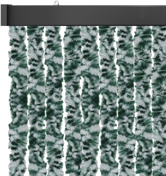 Flauschvorhang 56x185 Meliert dunkelgrün - weiß