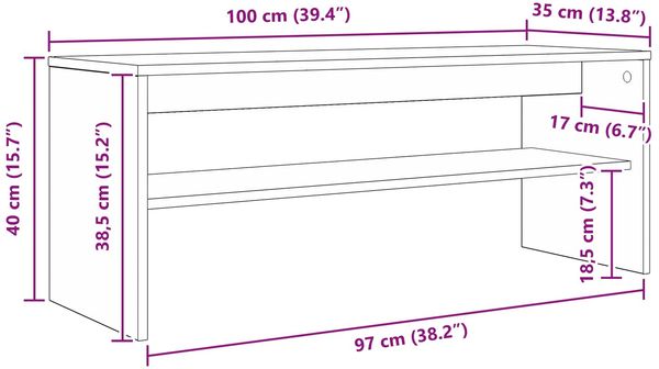 vidaXL TV-Schränk Graues Sonoma 100 x 35 x 40 cm Holzwerkstoff 8000313 Bild 10