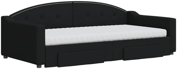 vidaXL Tagesbett Ausziehbar mit Schubladen Schwarz 100x200 cm Stoff 3197591 Bild 3