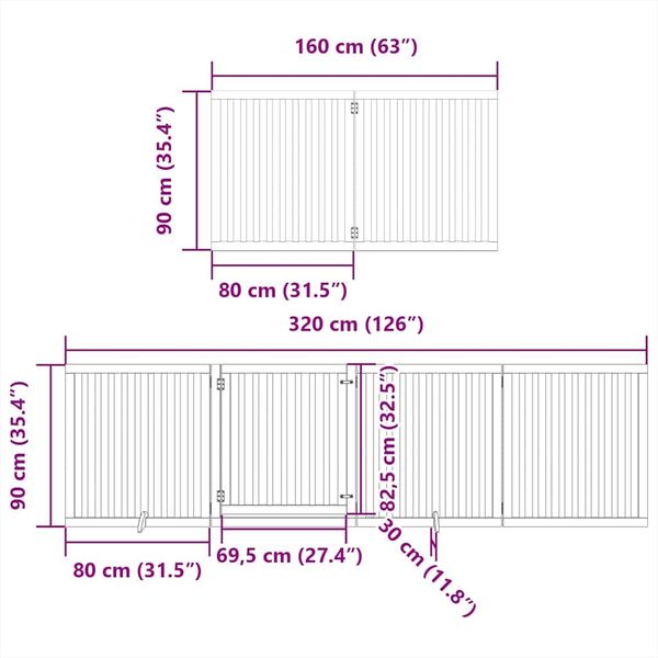 vidaXL 6-tlg. Hundetor mit Tür Faltbar 480 cm Pappelholz 3155669 Bild 11