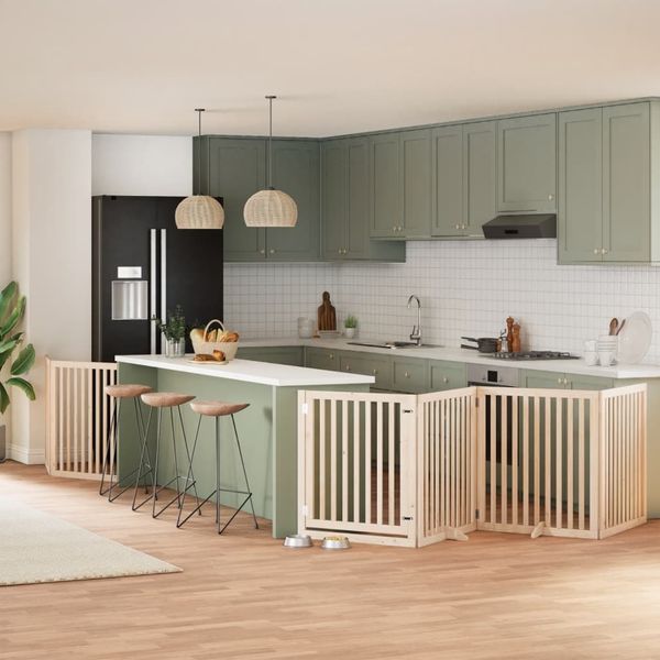 vidaXL 6-tlg. Hundetor mit Tür Faltbar 480 cm Pappelholz 3155669