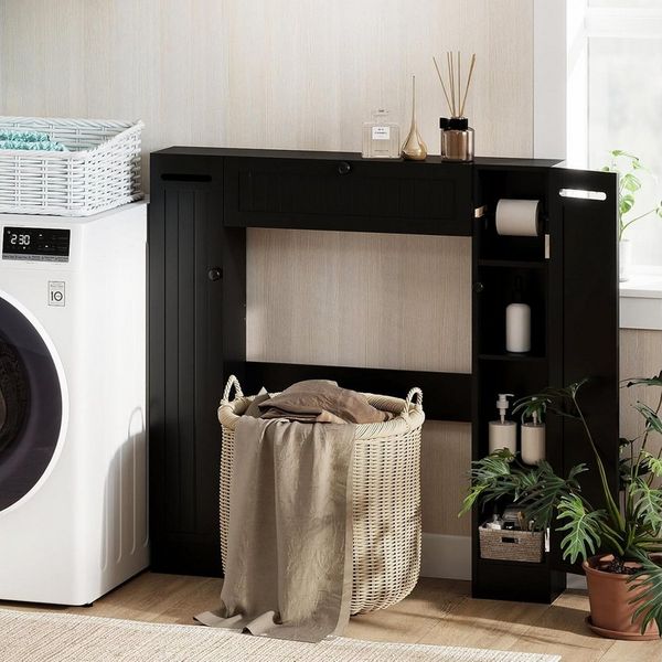 KOMFOTTEU Fächerschrank Toilettenregal Badezimmerregal Standregal, 98 x 87 x 18 cm