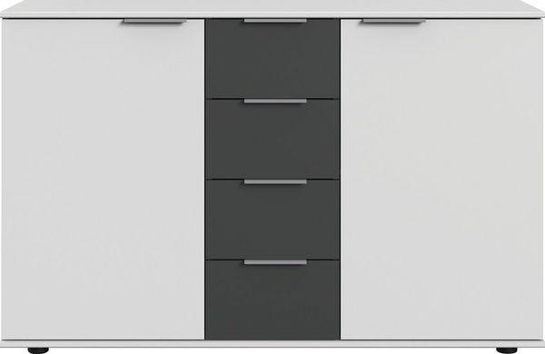 Kommode Valencia Schubladenkommode 130 x 41 x 83 cm weiß graphit 2-türig