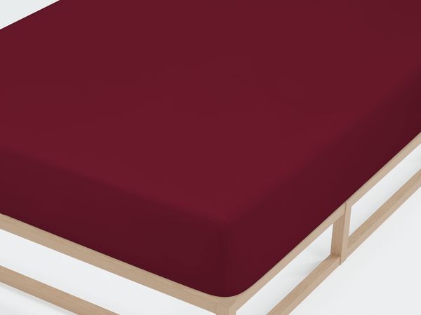 biberna Jersey-Elastic-Spannbetttuch 0077866, burgund, 1x 140x200 cm - 160x220 cm