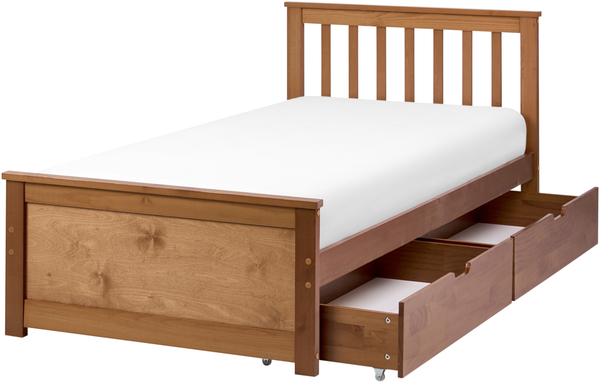 Bett mit 2 Schubladen Kiefernholz OLENDON 90x200 cm Braun