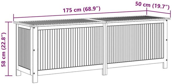 vidaXL Garten-Aufbewahrungsbox 175x50x58 cm Massivholz Akazie 316499 Bild 12