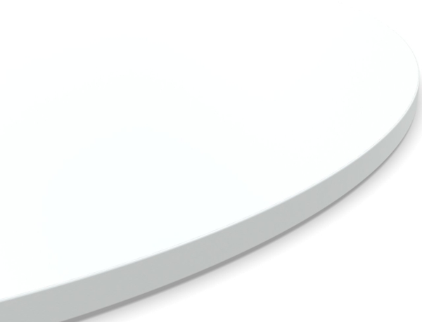 Dekor Spanplatte 19mm Tischplatte rund melaminharzbeschichtet weiß mit ABS Kante Umleimer - Größe 110 x 110 cm - Höhe 1,9 cm - Farbe Icy White Bild 4