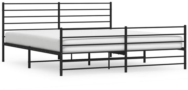 vidaXL Bettgestell mit Kopf- und Fußteil Metall Schwarz 183x213 cm 352342 Bild 2