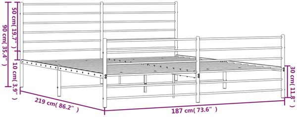 vidaXL Bettgestell mit Kopf- und Fußteil Metall Schwarz 183x213 cm 352342 Bild 10