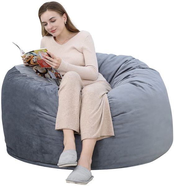 GarveeHome Sitzsack Mit Samtbezug, Gepolstertes Sitzsack-Sofa Mit Abnehmbarem Und Maschinenwaschbarem Bezug, Couch Mit Memory-Schaum, Für Wohnzimmer, Schlafzimmer, 121,9 x 121,9 x 71,1 cm