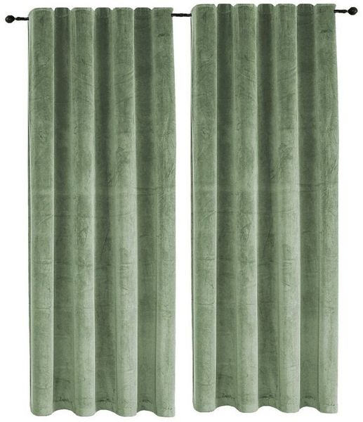 Haus und Deko Gardine Samt Vorhänge 2er Set Kräuselband Verdunkelung 140x145 cm Samt weich, Kräuselband (2 St), Polyester