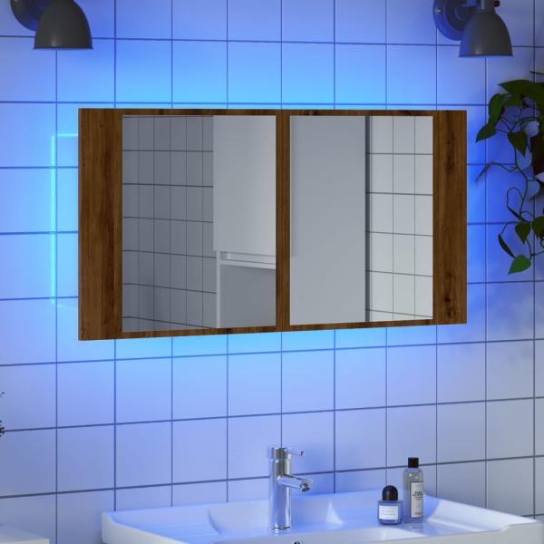 vidaXL LED-Spiegelschrank Artisan-Eiche 90x12x45 cm Holzwerkstoff 856285