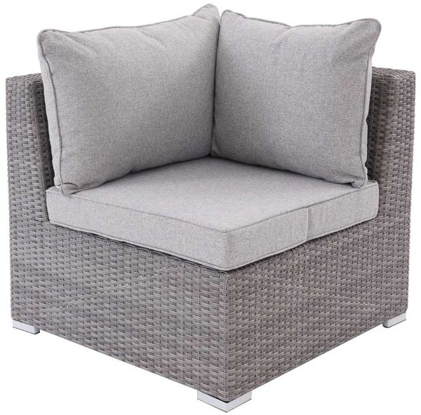 Lounge-Eckteil Rügen, Rattan, Grau, 84 x 75 x 84 cm