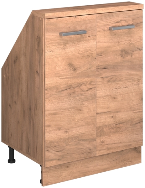 Küchenschrank für Dachschrägen R-Line Goldkraft Eiche 60 cm mit 2 Türen Vicco