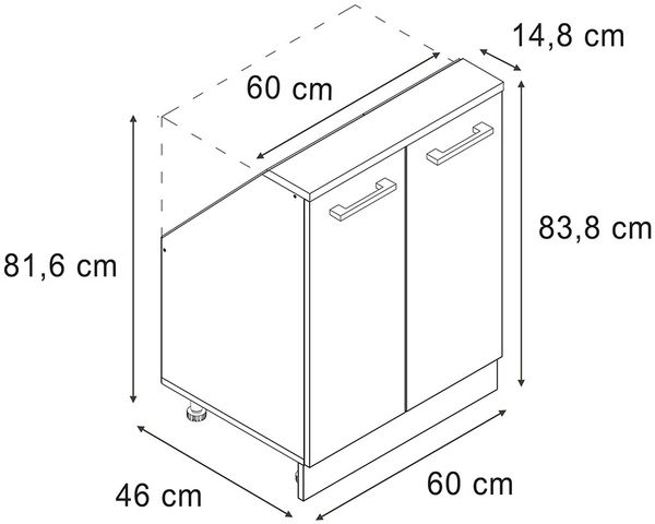 Küchenschrank für Dachschrägen R-Line Goldkraft Eiche 60 cm mit 2 Türen Vicco Bild 3
