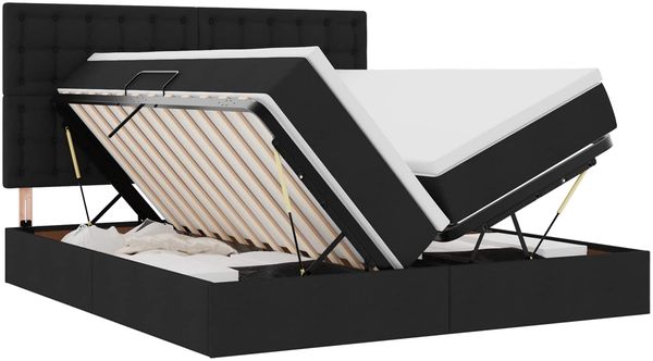 vidaXL Bett mit LED-Lichtleisten Schwarz 180 x 200 cm Stoff 3372859 Bild 2