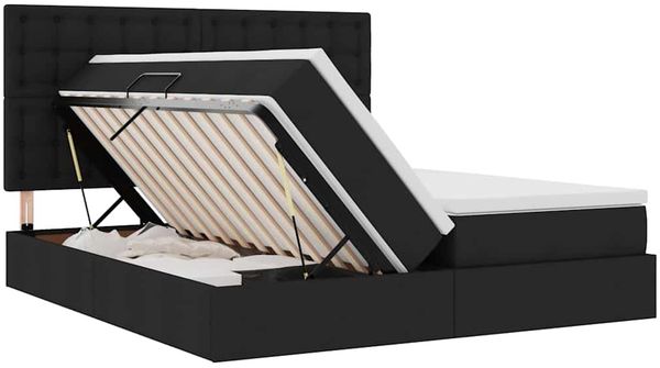 vidaXL Bett mit LED-Lichtleisten Schwarz 180 x 200 cm Stoff 3372859 Bild 8
