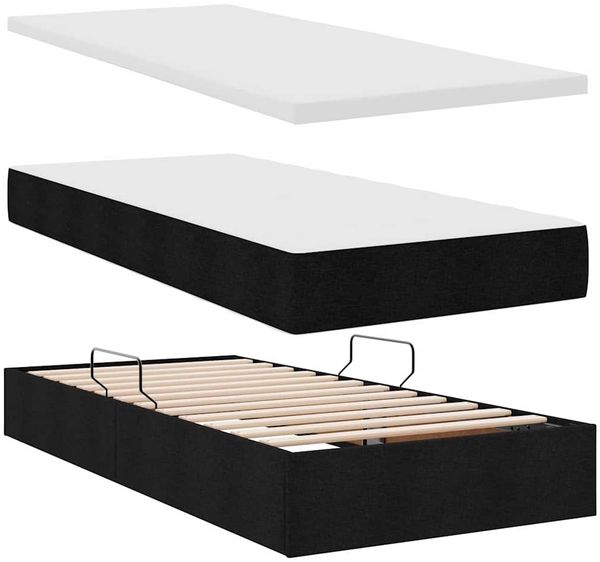 vidaXL Bett mit LED-Lichtleisten Schwarz 180 x 200 cm Stoff 3372859 Bild 9