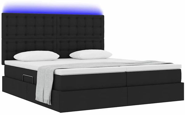vidaXL Bett mit LED-Lichtleisten Schwarz 180 x 200 cm Stoff 3372859 Bild 3