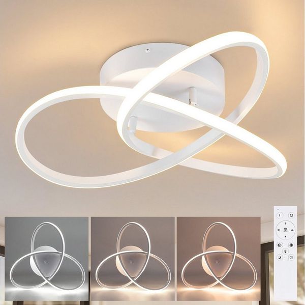 ZMH LED Deckenleuchte Wohnzimmer 3 Blatten verflochten 25/34/40CM Modern für Schlafzimmer, Augenschutz, Einfache Installtion, LED fest integriert, 3000-6000k, LED fest integriert