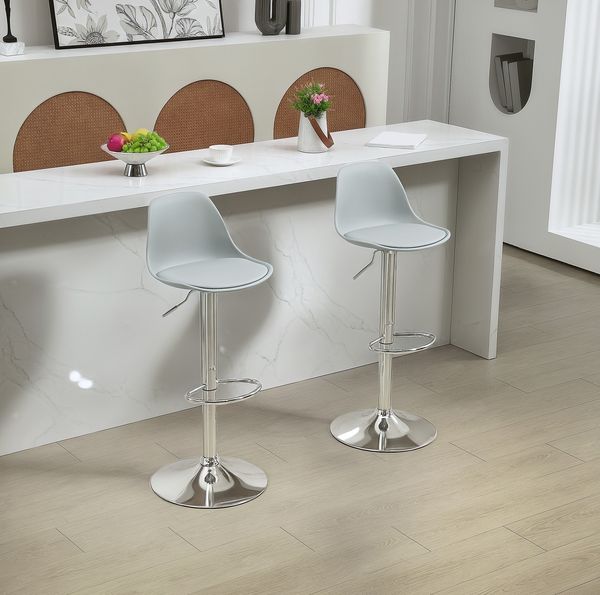 Barhocker 2er-Set 42 x 38 x 82-104 cm – höhenverstellbar, drehbar, mit Kunstlederbezug und Stahlgestell