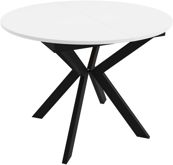 Esstisch Lagrik 100 mit Einlegeplatte, Beine aus Stahl (Farbe: Schwarz / Arktisches Weiß) Bild 3