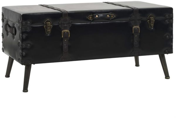 vidaXL Couchtisch, MDF und Stahl Schwarz, 102 x 51 x 48 cm