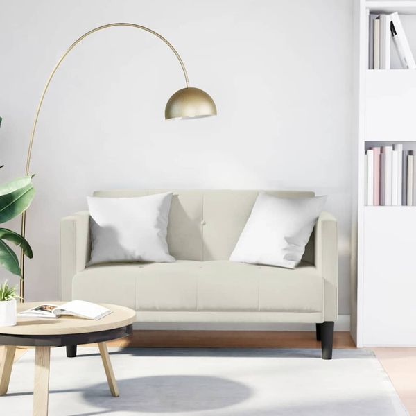 vidaXL Zweisitzer-Sofa Creme 111 cm Samt 4100576