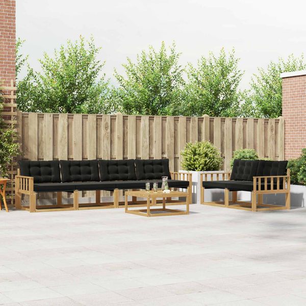 vidaXL Outdoor-Sofagarnitur 7 pcs Weiß und Schwarz 79 x 79 x 37 cm 3388442