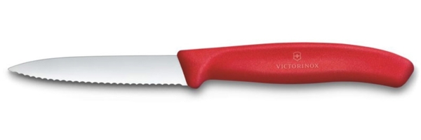 Victorinox Swiss Classic, Gemüsemesser, 8cm, Wellen, Mittelspitz, Rot