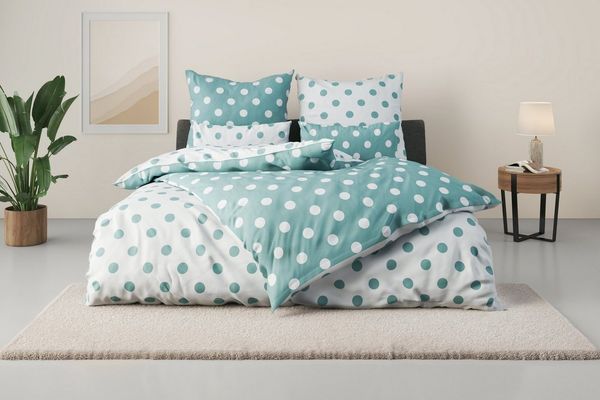 OTTO home Wendebettwäsche Dots, Polycotton recycelt, 2 teilig, ab Größe 135x200 cm, aus recyceltem Material, Bettwäsche mit Punkten