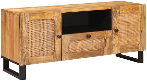 vidaXL TV-Schränk mit Speicher Braun 105 x 33 x 46 cm Massivholz Mango 4018058