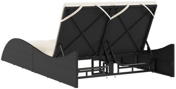vidaXL Sonnenliege mit Auflagen Schwarz 114x205x73 cm Poly Rattan 368287 Bild 6