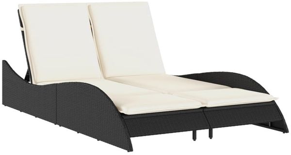 vidaXL Sonnenliege mit Auflagen Schwarz 114x205x73 cm Poly Rattan 368287 Bild 2